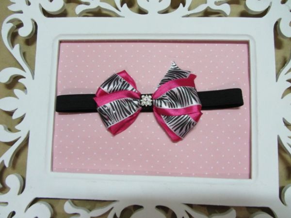 Tiara em cetim Zebra com Pink (unid)